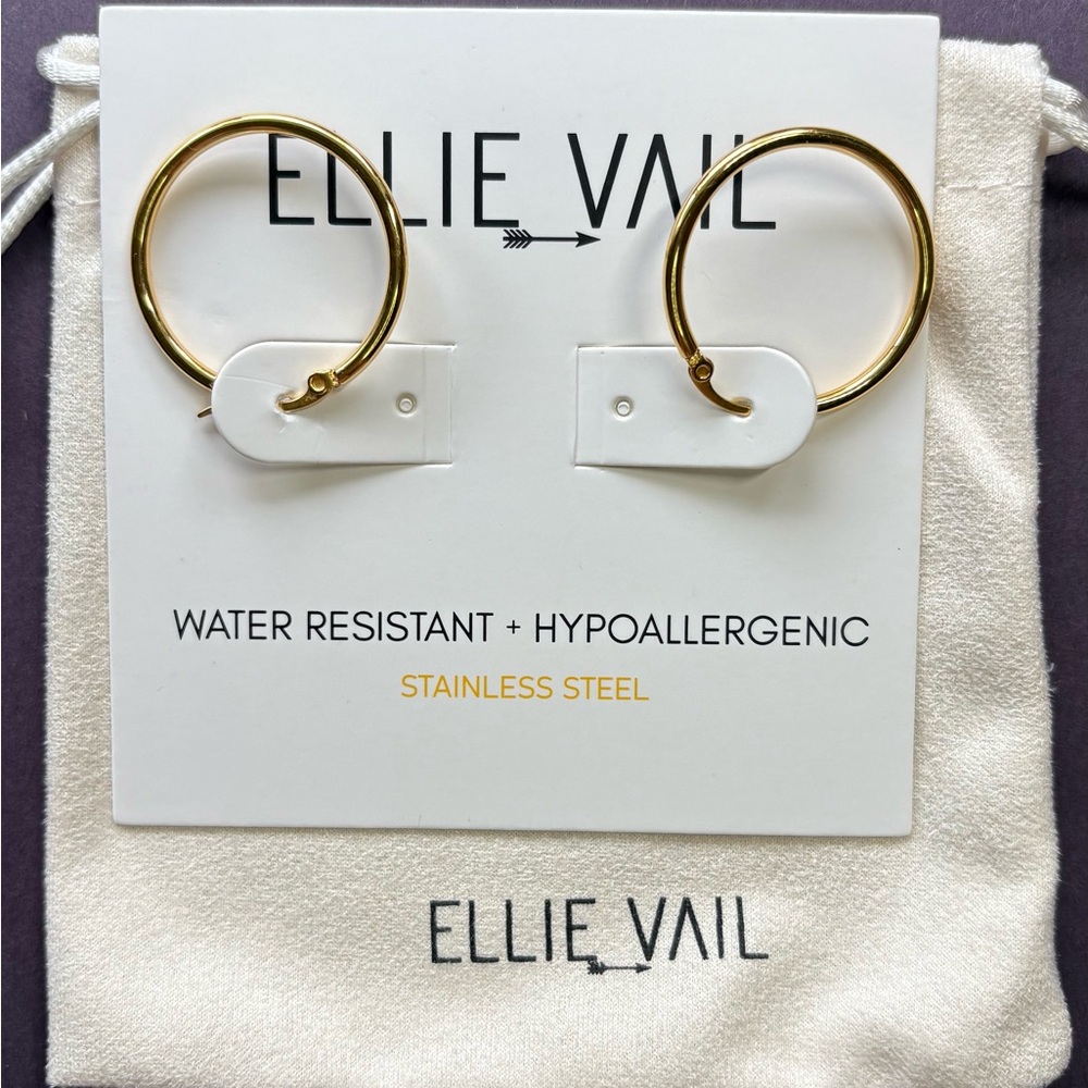 Ellie Vail Gold Medium Hoop Earrings - Picture 2 of 6